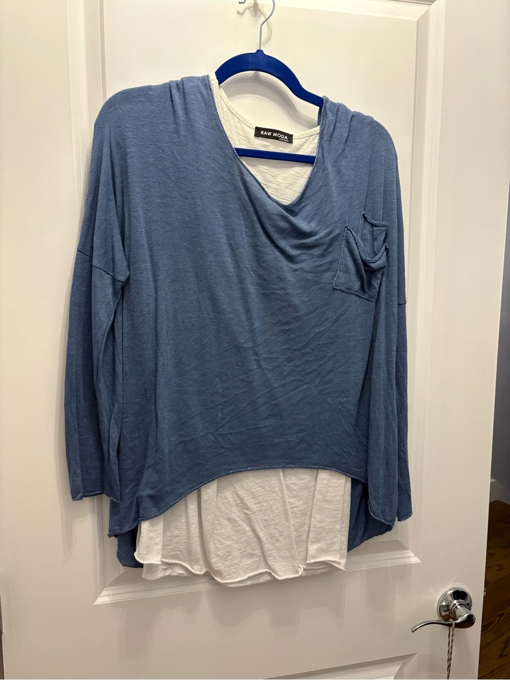 Blue Layered V-Neck Women's Top made in Italy